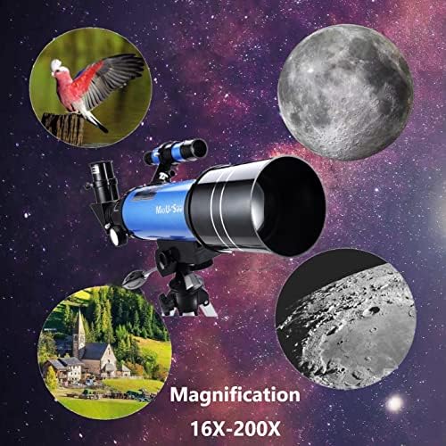 70mm Telescope for Kids & Astronomy Beginners, Refractor Telescope with Tripod & Finder Scope, Portable Telescope with 4 Magnification eyepieces & Phone Adapter Blue - Image 2