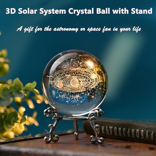 IFOLAINA 3D Solar System Crystal Ball 60mm Laser Engraved Glass Sphere - Image 2