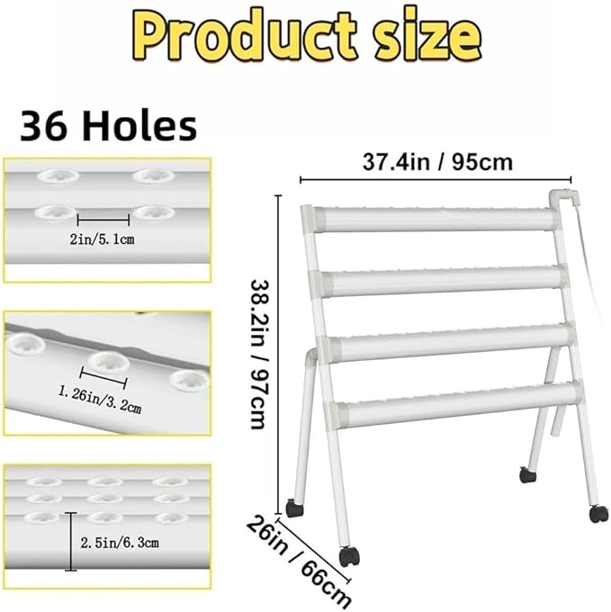 Hydroponic Plant Growing System, 36-Site PVC Indoor Garden Tower, for Vegetables, Herbs & Leafy Greens with with 110V Pump, Inner Set Hose, Basket, Planting Sponges