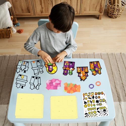Renbuzhu 36PCS Halloweens Crafts Bulk: Haunted House Paper Suncatchers DIY Kit Party Activities Decorations, Window Stained Glass Effect Art Supplies - Image 2