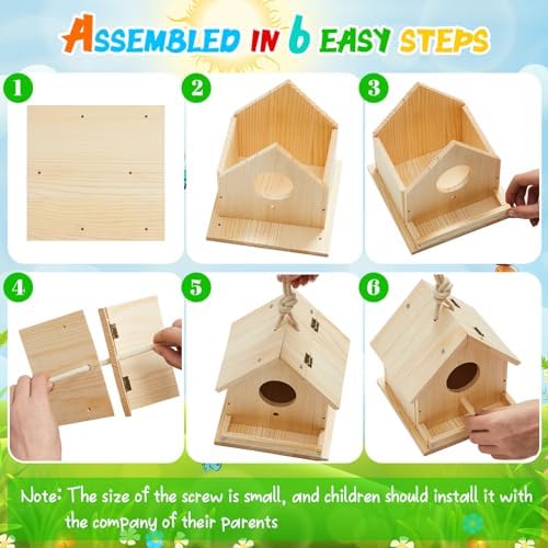 Liliful 8 Sets Wooden DIY Birdhouse Kit for Kids to Build & Paint - Image 4