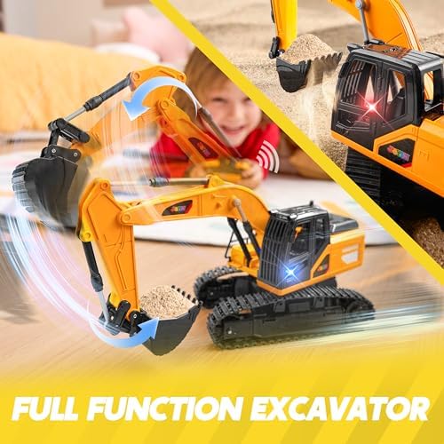 JOYIN Remote Control Excavator Toys for Boys, 2.4Ghz RC Play Excavator with Light, Construction Toys for Boys Birthday Gift 4-7 8-12 Year Old Kids - Image 4