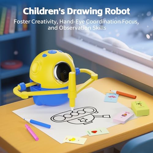 Drawing Robot for Kids with Camera Recognition, Interactive Educational Drawing Machine with 150 Cards, Montessori Painting Learning Toys for Ages 3+, Birthday for Boys Girls (Yellow) - Image 2