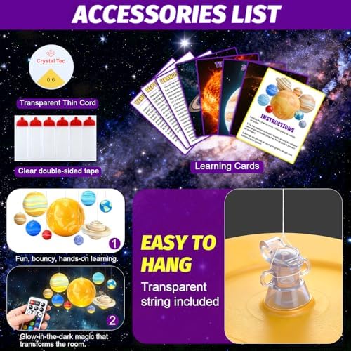 Inflatable Solar System Planets with LED Lights,Solar System for 9 Hanging Planets with Remote Control Space Themed Classroom Decor, Room Decoration, Birthday Party Supplies - Image 5