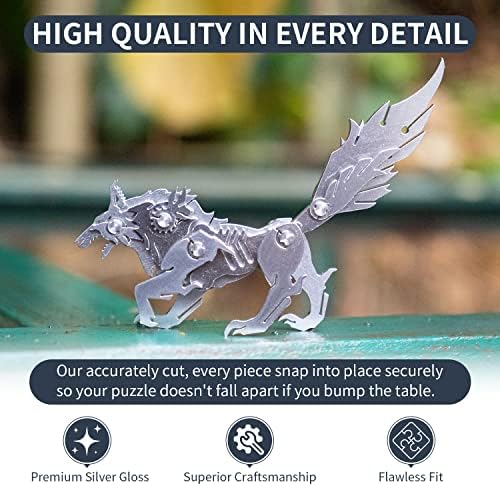 Microworld 3D Metal Puzzle, Mechanical Wolf 3D Metal Model Kits, Steel Warcraft Collection DIY Animal Brain Teasers Simple 3D Puzzles Home Decor Art Craft Gifts Toys for Adult Teens - Image 4