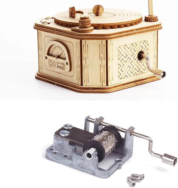 3D Wooden Puzzle Phonograph Music Box You are My Sunshine Handmade Assembly Model kit DIY Crafts Holidays Birthdays