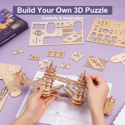 Rowood 3D Puzzles for Adults,DIY Wooden Model Kits for Adults to Build,Birthday London Tower Bridge - Image 5