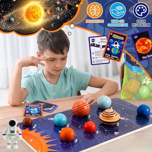 COOLDUCK 30 Pcs Wooden Solar System Model Board Toy Kit for Kids - Image 4