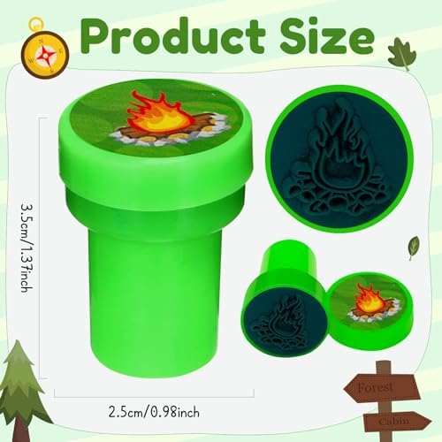 Cinrobiye 24 Pcs Camper Stampers Party Favor Set, Cute Camping Adventure Stamps for Kids Birthday Party, Classroom Rewards, Goody Bag Fillers, Outdoor Camping Themed Party Supplies - Image 3