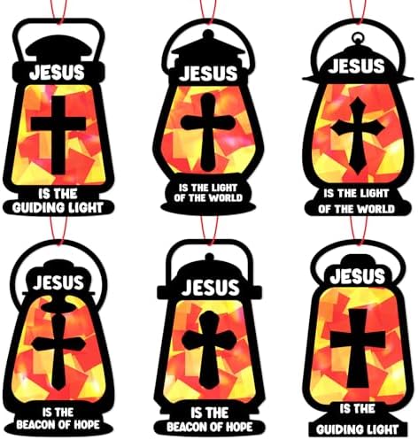 42PCS Sunday School VBS Crafts Bulk: Black Paper Oil-Lamp Nativity Suncatchers,Jesus Religious Christian Classroom Camping Activity DIY Kits Gifts Church Decorations,Window Stained Glass Effect by Renbuzhu