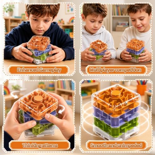 4 Layer 2-in-1 3D Rolling Ball Fidget Spinner, 3D Brain Teaser Puzzle Game, Education Sensory Toys Birthday Gift for Kids Adults 4 5 6 7 8 Years Old Boys Girls - Image 2