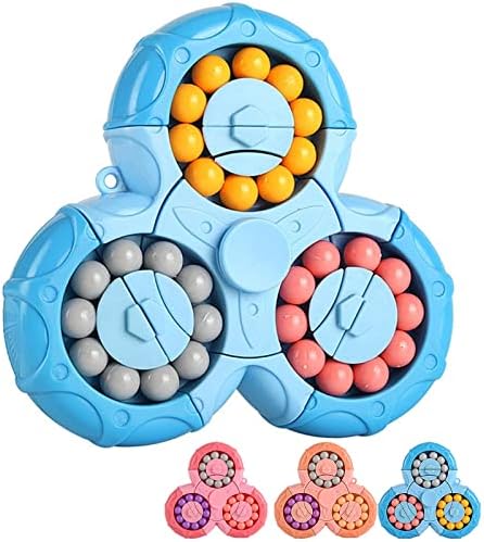 SUOXU Magic Bean Rotating Brain Teaser Finger Puzzle Toy,Boys Girl Handheld Spinner Stress Anxiety Relief Ball Game Sensory Toys, Gift for Kids Ages 3Above Easter Christmas Birthday New Year (Blue) by SUOXU