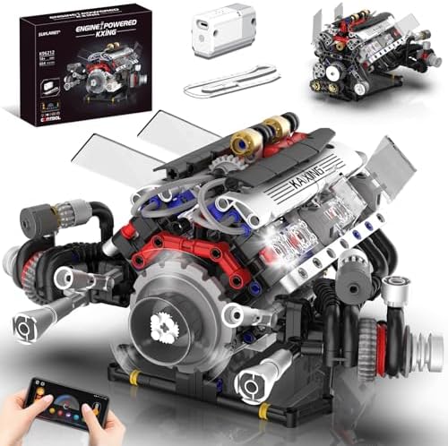 Mini V8 Engine Model Kit that Works for Adults Boys Kids,664PCS by SUPLANET