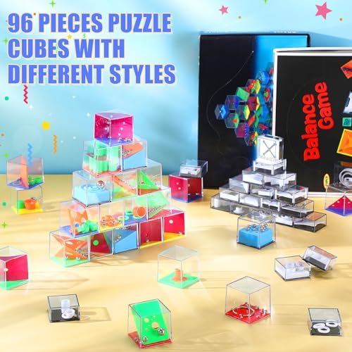 Lenwen 96 Pcs Mini Brain Teaser Puzzles Maze 3D Ball Cube, Colorful Colors - Image 3