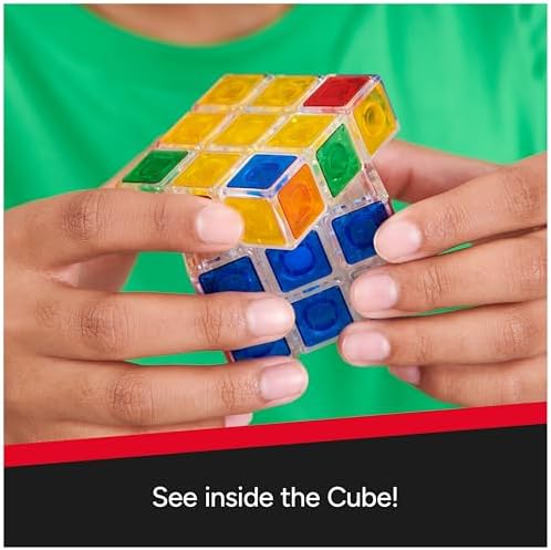 Rubik’s Cube, Crystal Cube, Transparent 3x3 Color-Matching Puzzle Game, Problem-Solving Brain Teaser, Classic Color-Matching Puzzle, Fidget Toy, Sensory Puzzle for Adults, Teens, Kids, Ages 8 & Up - Image 3