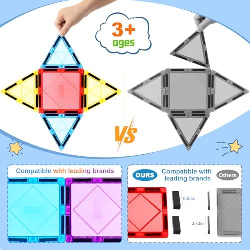Mruikeny 100PCS Magnetic Tiles Kids Toys - Magnetic Building Blocks - Image 6