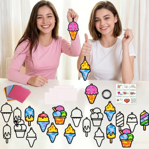 Qyeahkj 36Set Ice Cream Suncatchers Crafts Kit for Kids - Image 5