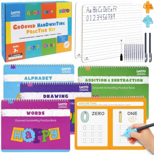 Magic Grooved Writing Practice Books, Reusable for Kids Ages 3-8 by luottis