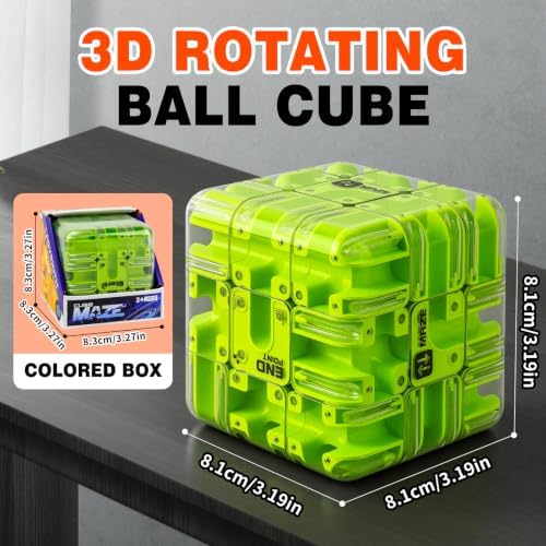 3D Maze Cube Ball Puzzle Brain Teaser for Adults & Kids, Educational Learning Toys Logical Thinking, Family Board Games Tabletop, Durable Puzzle Cube (Brown, 3.3x3.3x3.3) - Image 2