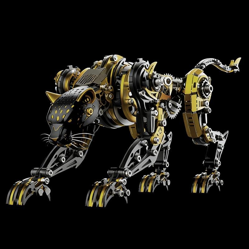 Punk DIY Mechanical Metal Assembly 3D Animal Cheetah Leopard Stainless Steel Puzzle Model kit for Adults and boy Toy Gift (Black) by Unknown