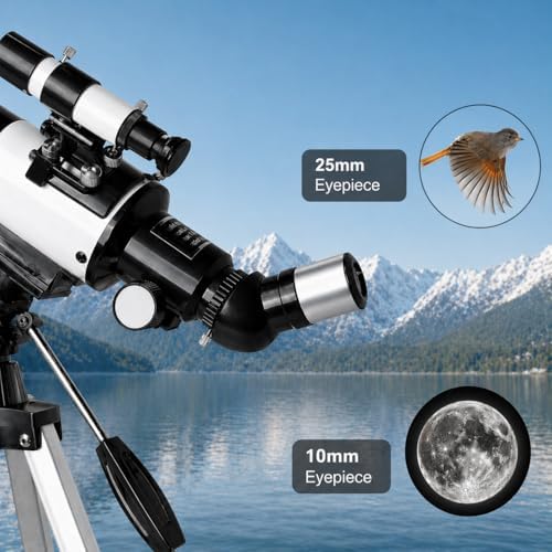 Koolpte Telescope for Kids, 70mm/500mm AZ Refractor for Beginners, White - Image 5