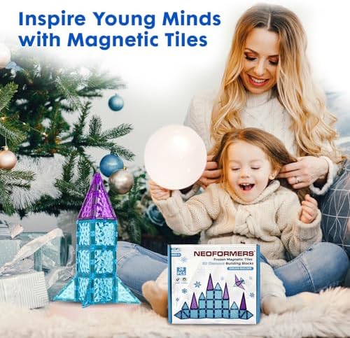 Magnetic Tiles 26 pcs Frozen Castle Magnetic Tiles - 3D Diamond Building Blocks, STEM Educational Kids Toys for Pretend Play, Birthday Gifts Montessori Sensory Educational Magnet Toys - Image 4