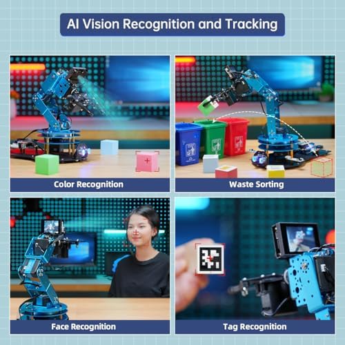 Robotic Arm for Arduino AI Vision & Voice Interaction 6DOF Serial Bus Servo Smart Robot Arm, STEM Project Educational Robot & Engineering Kits, Science/Coding/Programming Set, LeArm AI Standard Kit - Image 3