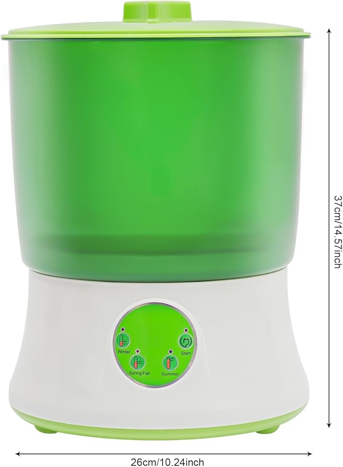 Bean Sprouts Machine & Automatic Sprouts Growing Kit, 2-Layer 110V Smart Sprouter with 360°Sprinkler and 3 Seasonal Modes, Indoor Bean Sprout Maker for Soybean, Mung Bean, Radish, and Wheatgrass