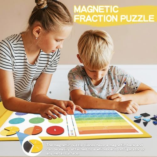 Magnetic Fraction Educational Puzzle for Kids, New Magnetic Fraction Tiles & Fraction Circles, Math Manipulatives for Elementary School Early Math Skills - Image 5
