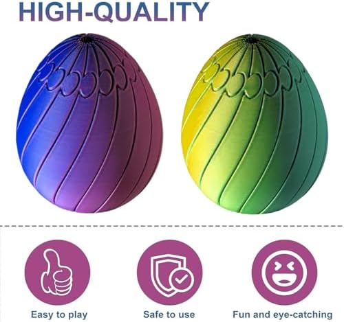 Twisty Fidget Egg, 3D Printed Slippery Egg Fidget , Easter Egg Toys, Easter Basket Stuffers, Rotating Fidget Puzzle Toy for Stress Relief, Colorful Desk Fidget Toy, Easter Party Favors (F Set, Large) - Image 6