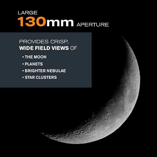 Celestron – AstroMaster 130EQ–MD Newtonian Reflector Telescope for Beginners – Aluminized Mirror – Motor Drive to Track Stars – Adjustable Tripod – Includes Eyepieces Plus Astronomy Software Package