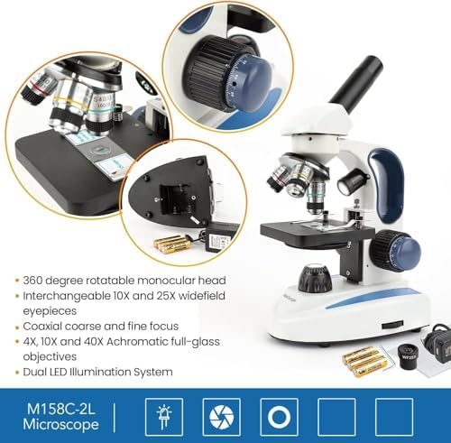 AmScope Digital Cordless Compound Monocular Microscope, 1.3MP Camera - Image 6