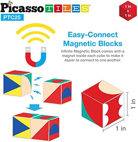 PicassoTiles Infinite Magnetic Puzzle Magic Cube Easy-Connect Brain Teaser Toy Set Magnet Pattern Block Matching Toys Free Ideabook 150+ Inspirations STEM Learning Kids Boys&Girls Age3+ PTC25 - Image 6