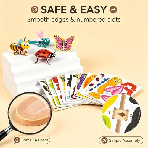25 Pack 3D Insect Puzzles for Kids, Educational DIY Paper Craft Kit, Fun STEM Activity for Boys Girls, Classroom Prizes & Party Favor Gift - Image 6