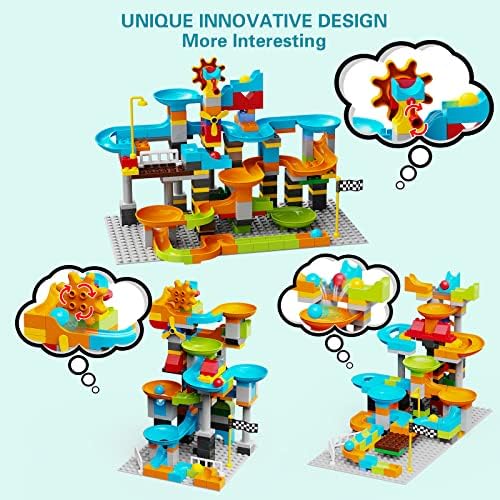 JIXIn 3in1 Marble Runs for Kids 4-8/Building Blocks Compatible with LEGO DUPLOS for Age 3-5/Marble Run for Kids Ages 3-5 STEM Toy Set with 164 Pcs Classic Big Block/Gift Toys for Kid Ages 3 4 5 6 7 8+ - Image 4