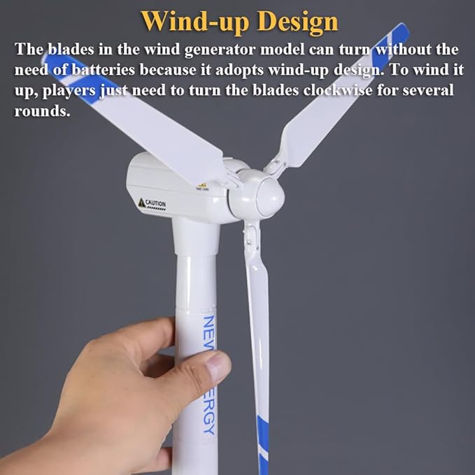 Wind Turbine Model, 21.65 Inch Large Size Generator Windmill Toy Science Kit STEM Experiment With Wind-up Rotatable Blades