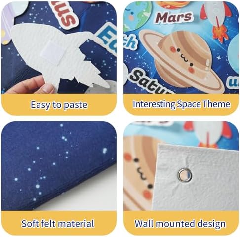 Solar System for Kids Toys, Children's Space Felt Board, Montessori Toys Outer Space Sensory Board, Gifts for Boys and Girls, Planetary Toys Suitable for Toddler Aged 3-8 - Image 5