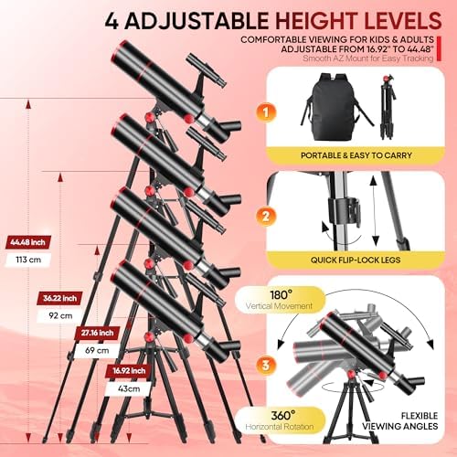 HETEKAN Telescope for Kids & Adults，80mm Aperture 500mm Portable Refractor - Image 5