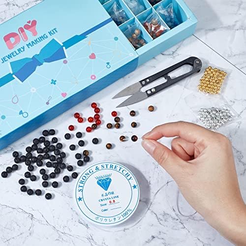 SUNNYCLUE 1 Box Solar System Planet Bead Natural Gemstone Beads 6mm Bulk Multilayer Beading Bracelet Making Kit Lava Rock Loose for Jewelry Making Universe Galaxy Sewing Scissors - Image 4