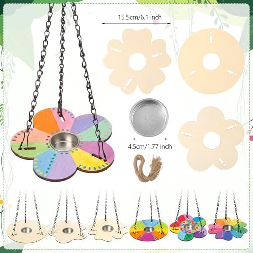24 Pack Bird Feeder Craft Kits with Metal Chains for Fall, Flower,Round - Image 2