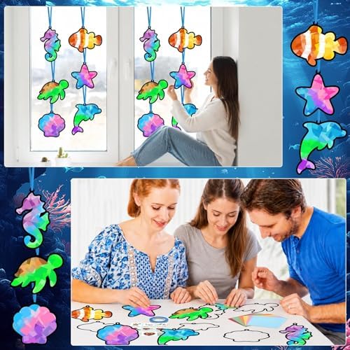 Qyeahkj 36Set Sea Animals Suncatchers Crafts Kit for Kids - Image 6