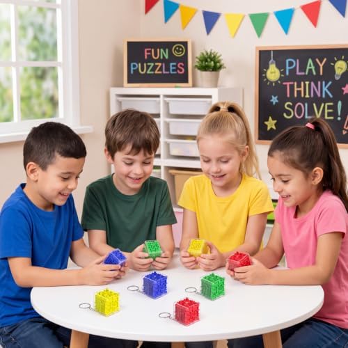Halloscume 100 Pcs Maze Puzzle Gift 3D Cube Keychain Brain Teaser Game - Image 3