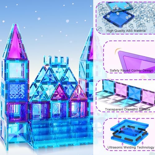 AFUNX Diamond Magnetic Tiles,116PCS Sturdy-Build STEM Toys for Kids - Image 2