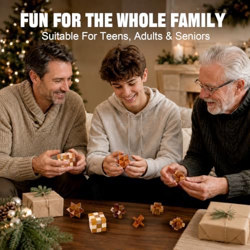 VolksRose 6pcs Wooden Brain Teaser Puzzles, IQ Challenge Puzzle Games, Logic Smart Mind Puzzle Box Lock Toy Removing Assembling 3D Small Puzzle Gift Set for Adults Teenagers Kids, 1.8inch 4.5cm - Image 5