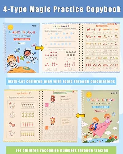 Magic Grooved Reusable Writing Books, Tracing Workbook for Kids Ages 3‑8 - Image 3