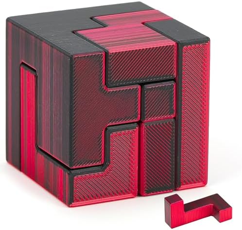 Cubix 3D Interlocking Brain Teaser Puzzle Cube, Reddish Brown Dual Tone, Precision Crafted Logic IQ Challenge, Compact Travel Fidget, Screen Free for Kids Ages 3 Plus by SharpBrainZone
