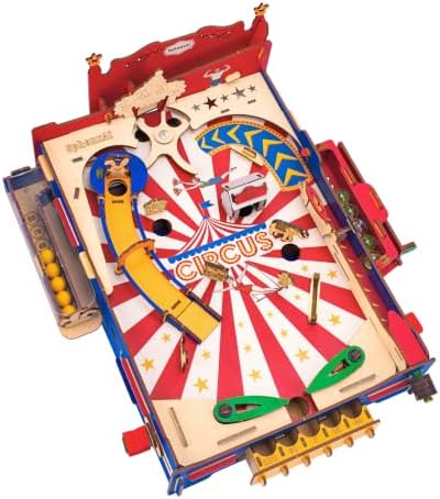 DIY Pinball Machine for Kids, Vintage Circus 3D Wooden Puzzle Toy, STEM Arcade Game Building Model Kit, Birthday Gifts for Boys and Girls Ages 8+ & Adults by SphonxAi