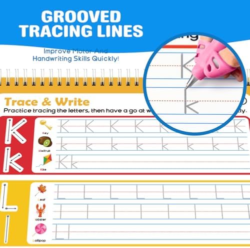 Magic Grooved Writing Practice for Kids Ages 3-8 – Large 11.2"x7.5" Reusable Handwriting Workbook (5 Books) – Preschool Learning Activities, Kindergarten Educational Tracing Toys for Boys & Girls - Image 6