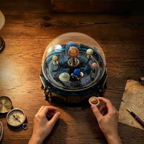 Space Solar System Galaxy Music Box Building Set with Lights - Image 3