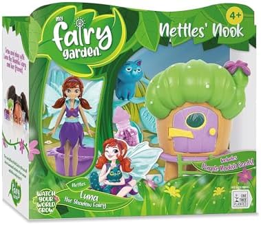 My Fairy Garden Nettles’ Nook Mini Terrarium- Tiny Garden with Shadow Fairy & Cat Doll - Grow Your Own Mini Garden Kit - Educational Playset with Soil, Seeds & Fairy Field Guide for Kids Aged 4 and Up by My+Fairy+Garden